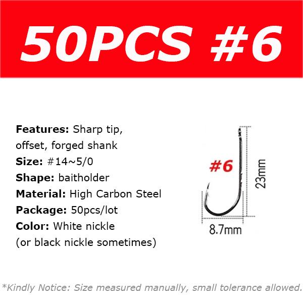 50PCS Baitholder Fishing Hooks High Carbon Steel Barbed Fish Hook Worm Pond Fish Bait Holder Size 10 12 14 1/0 2/0 3/0 4/0 5/0