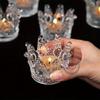 6/12pc Glass Crown Candle Holders Elegant Makeup Sponge Jewelry Storage Cup Sparkling Gold Bead Crystal Candle Holder Home Decor