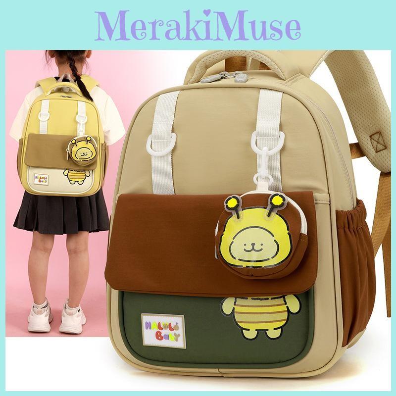 Bee Pattern Toddler Backpack With Lightweight Nylon Cartoon Schoolbag For Kids
