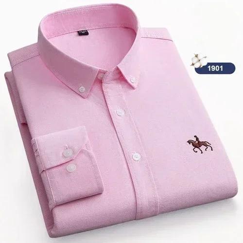 

Весенне-осенние мужские рубашки с длинным рукавом из чистого хлопка для среднего и молодого возраста для отдыха, из хлопка Оксфорд в клетку больших размеров 44