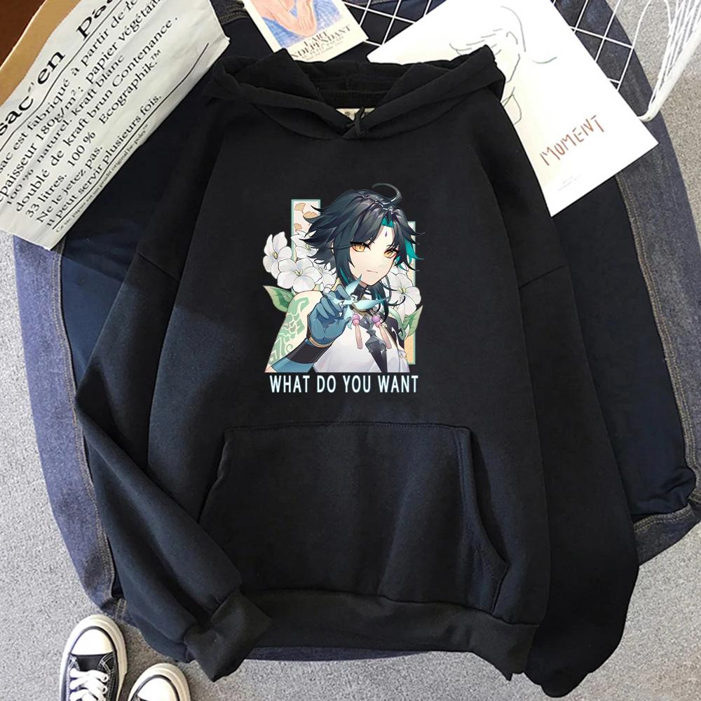 Hot Game Anime Hoodie Handsome Xiao Print Genshin Impact Punk Clothes Women Oversized Sweatshirt Men