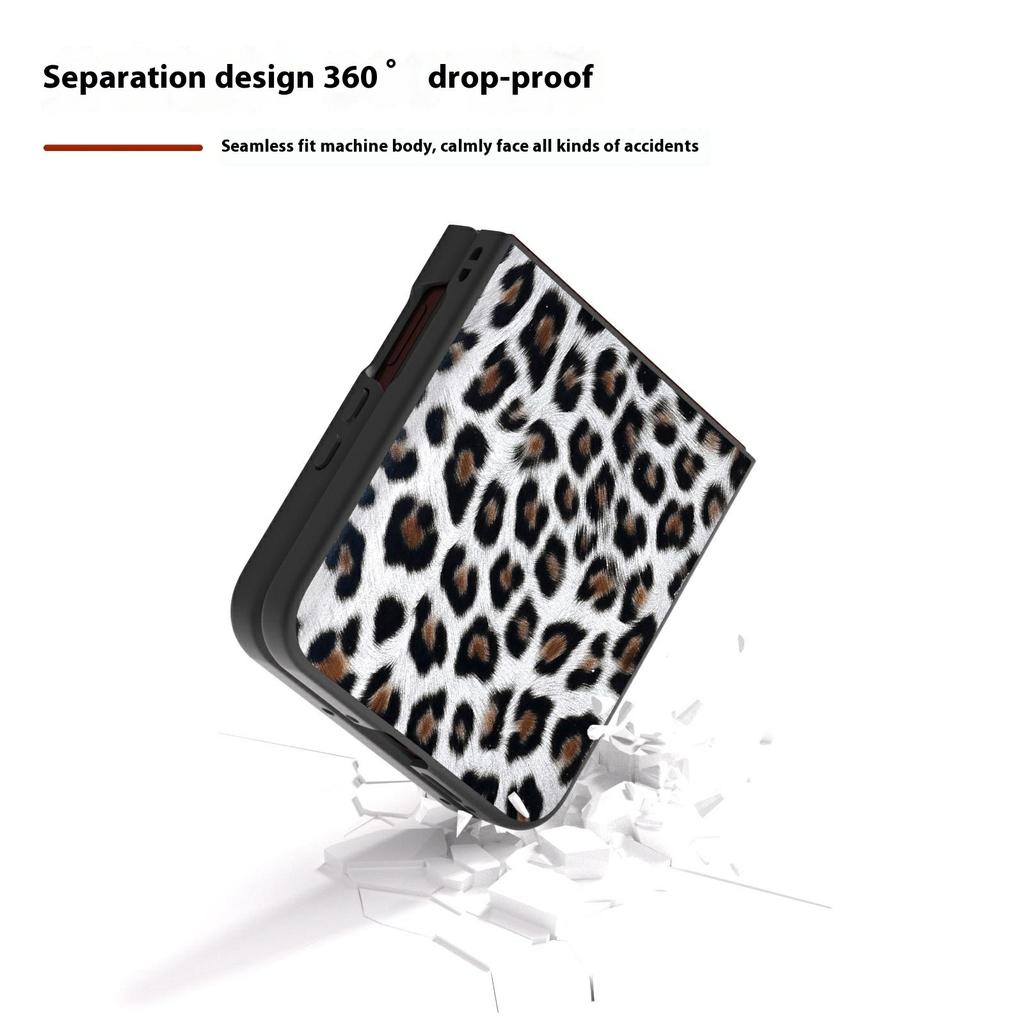 For Motorola Razr 60 Ultra 5G Case Black Edge Leather+PC Leopard Pattern Phone Cover