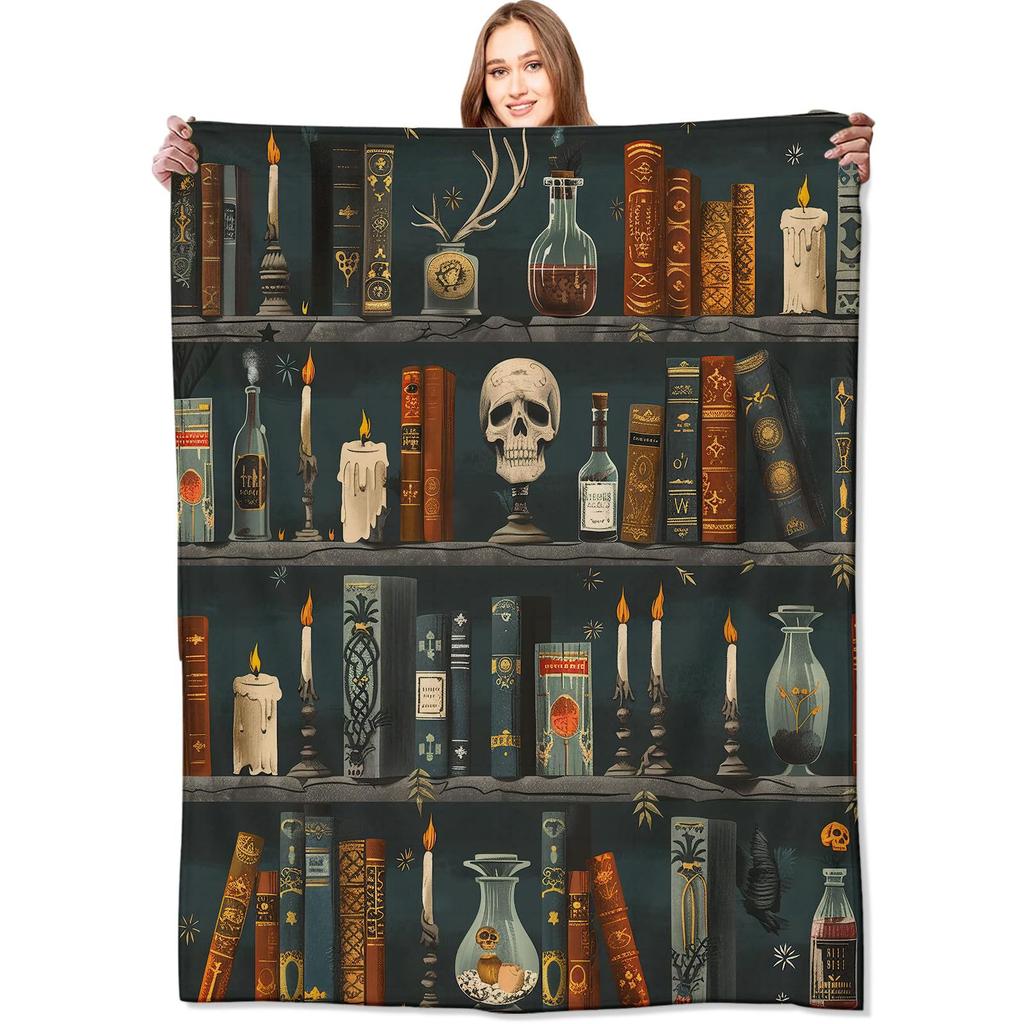 Books skeleton racks Printed Blanket for Sofa Bed Travel Camping Living Room Office Conditioning Blanket for All Seasons Gifts