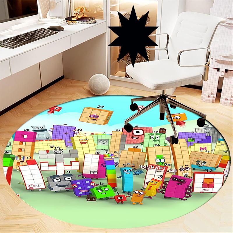 Numberblocks Printed Round Rug Carpet Chair Rug Area Rug Entryway Doormats,for Office Chair Living Room Bedroom Kitchen Room.