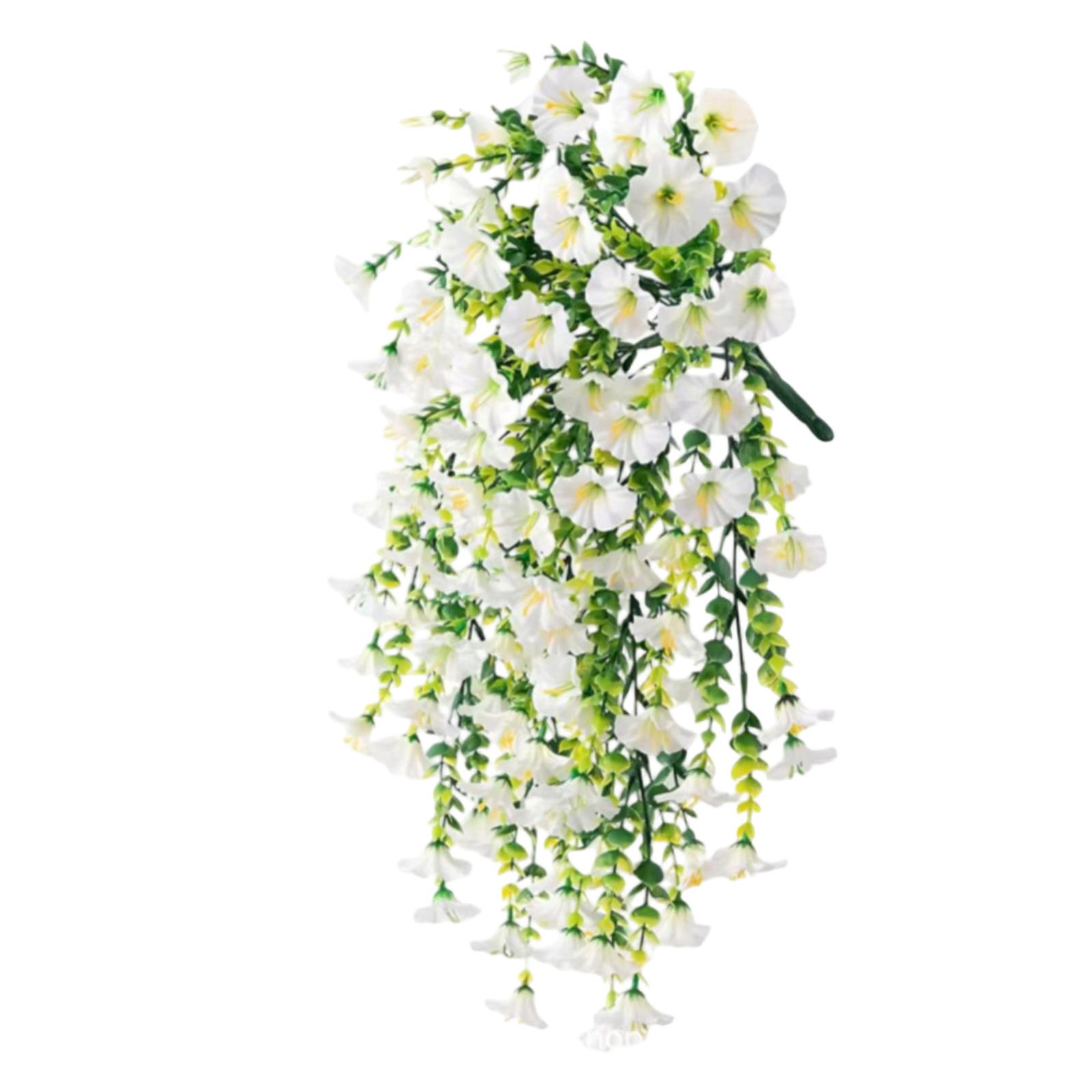 

2 Pack Artificial Morning Hanging Plastic Faux Flower for Outdoor Indoor Home Garden Wall Decoration One Size білий