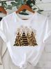 (Asian Size) star tree happy new year Tee merry Christmas festival O-neck Clothing Women's Top T Print Fashion ladies Graphic T-shirts