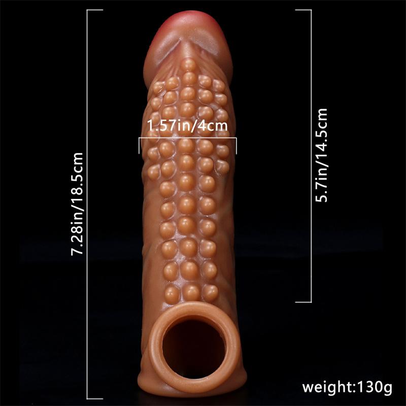 Spike Sleeve Male Penis Sleeve Lengthened and Enlarged Hollow and Thick Glans Cap Fun To Extend Silicone Long-lasting Penis Sleeve
