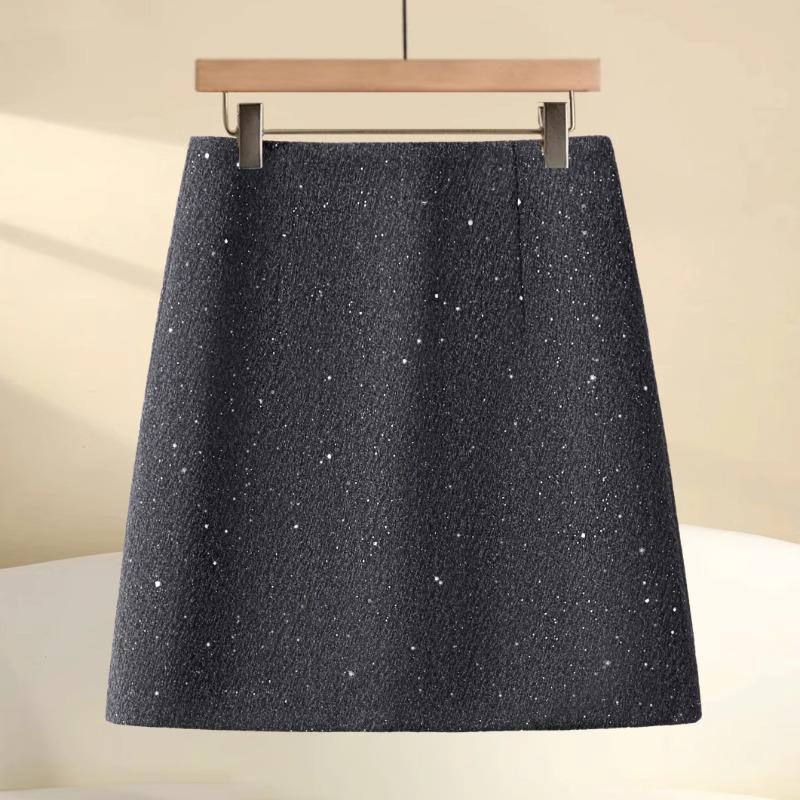 

Новая серая мини-юбка А-силуэта с высокой талией, из твида с пайетками, облегающая фигуру, для женщин - бестселлер осени/зимы S
