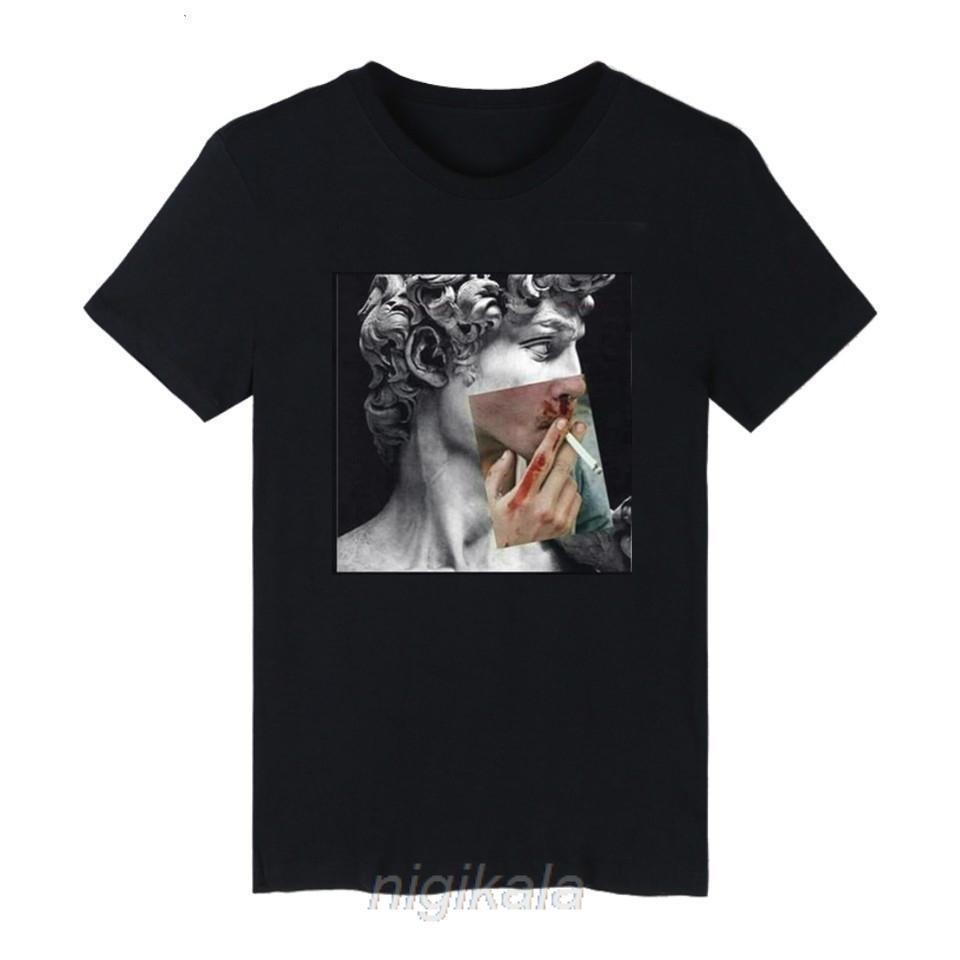 

Harajuku High Quality Cotton T-shirt Funny O-Neck Clothing Man Tops Streetwear David Michelangelo Smokes Tee 4XL