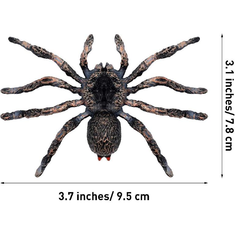 4 Pieces Realistic Spider Giant Fake Spider Action Model Plastic Animal Tarantula Toy Figures Lifelike Educational Toy for Girls and Boys, Halloween