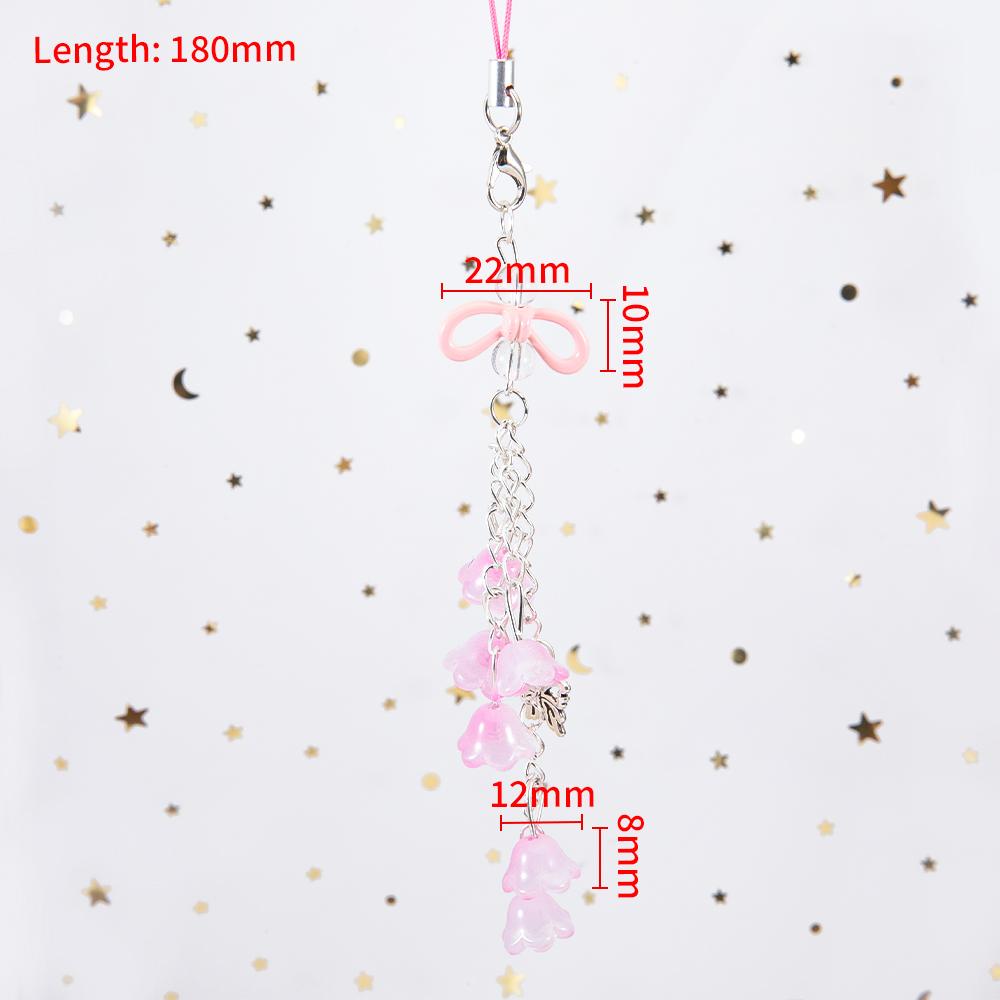 1Pc Phone Charm Pendant Cute Kawaii Pink Bowknot Keychain Bag Phone Strap Girl Cellphone Lanyard Keyring Birthday Jewelry DIY