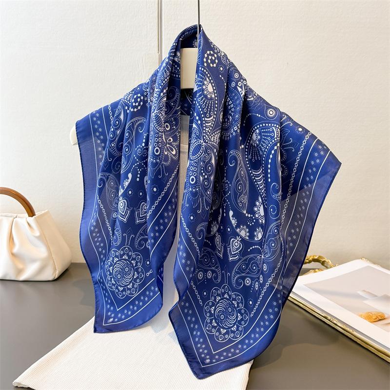 Luxury Paisley Print Shawl Square Scarf for Women Satin Fashion Wraps Neckerchief Female Hair Bands Ribbon Headband Bandana