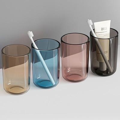 Simple Round Toothbrush Cup Creative Transparent Plastic Bathroom Tumbler Thickened Home Wash Cup For Hotel Dormitory
