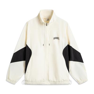 Li Ning Badfive Spliced Letter Zipper Stand Collar Comfortable Breathable Versatile Sports Jacket Men Jacket Off-White AFDV127-2