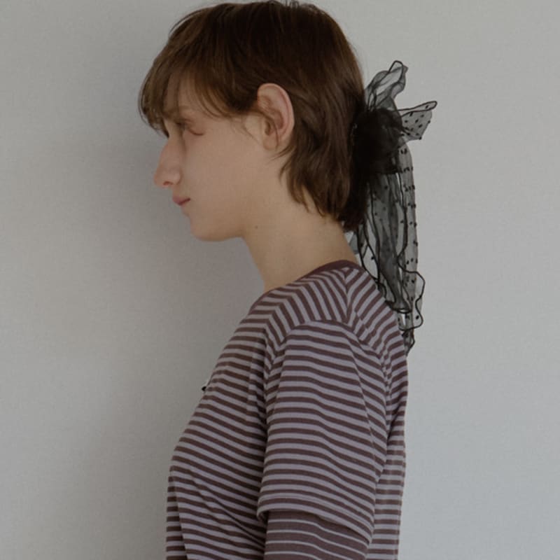 leterie LACE BIG RIBBON HAIRPIN_DOT BLACK