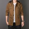 Men's Autumn and Winter Men's Jacket Hooded Business Trench Coat Casual Medium and Long Coat Pure Cotton Trench Coat Men