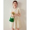 Bailuyu Elegant Jacquard Puff Sleeve Midi Dress
