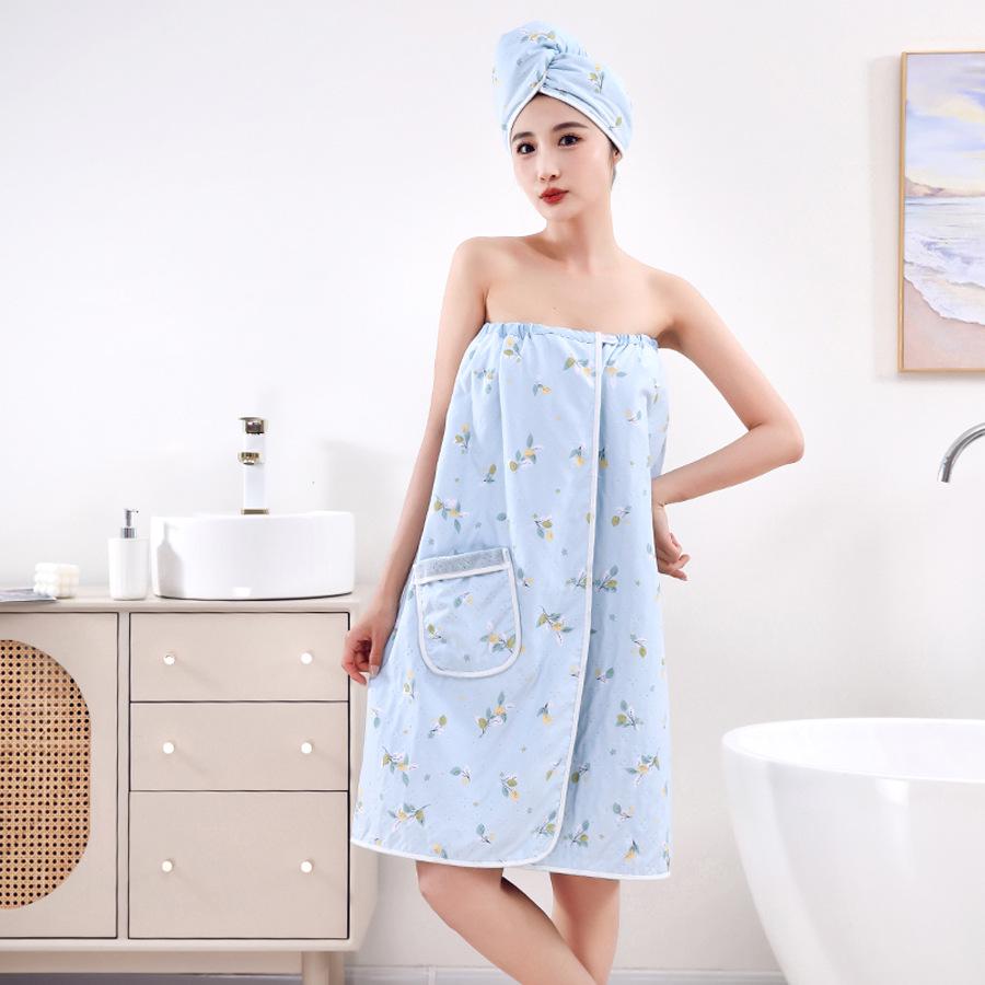 Quick-Dry Absorbent Bath Skirt & Hair Drying Cap Set