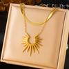Sunburst Jewelry Set Necklace Earrings Ring Stainless Steel