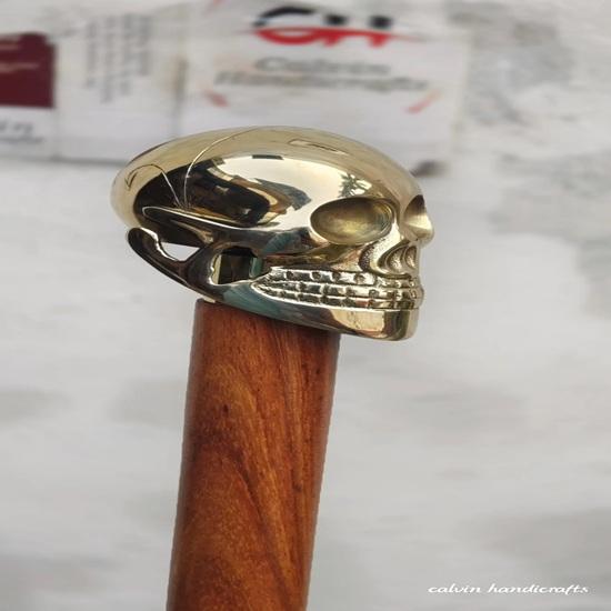

Brass Skull Handle Antique Black Wooden Walking Stick Designer Cane for Men Women Birthday Gift