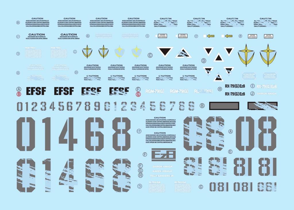 MG MGEX MGSD FM HiRM Robot MS Yukisha Water Transfer Decals MG Gundam Easy Eight Ez8 Ground Type Gundam Fluorescent!! 1/100 Detail-Up (for 1/100 +