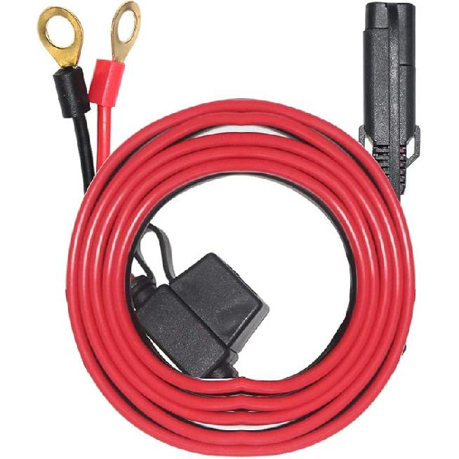 [5 PACK] 2FT Motorcycle Battery Charger Cord, Sae To O Ring Terminal Quick Disconnect Assembly Extension Cable, Sae 2Pin Wire Harness Reverse