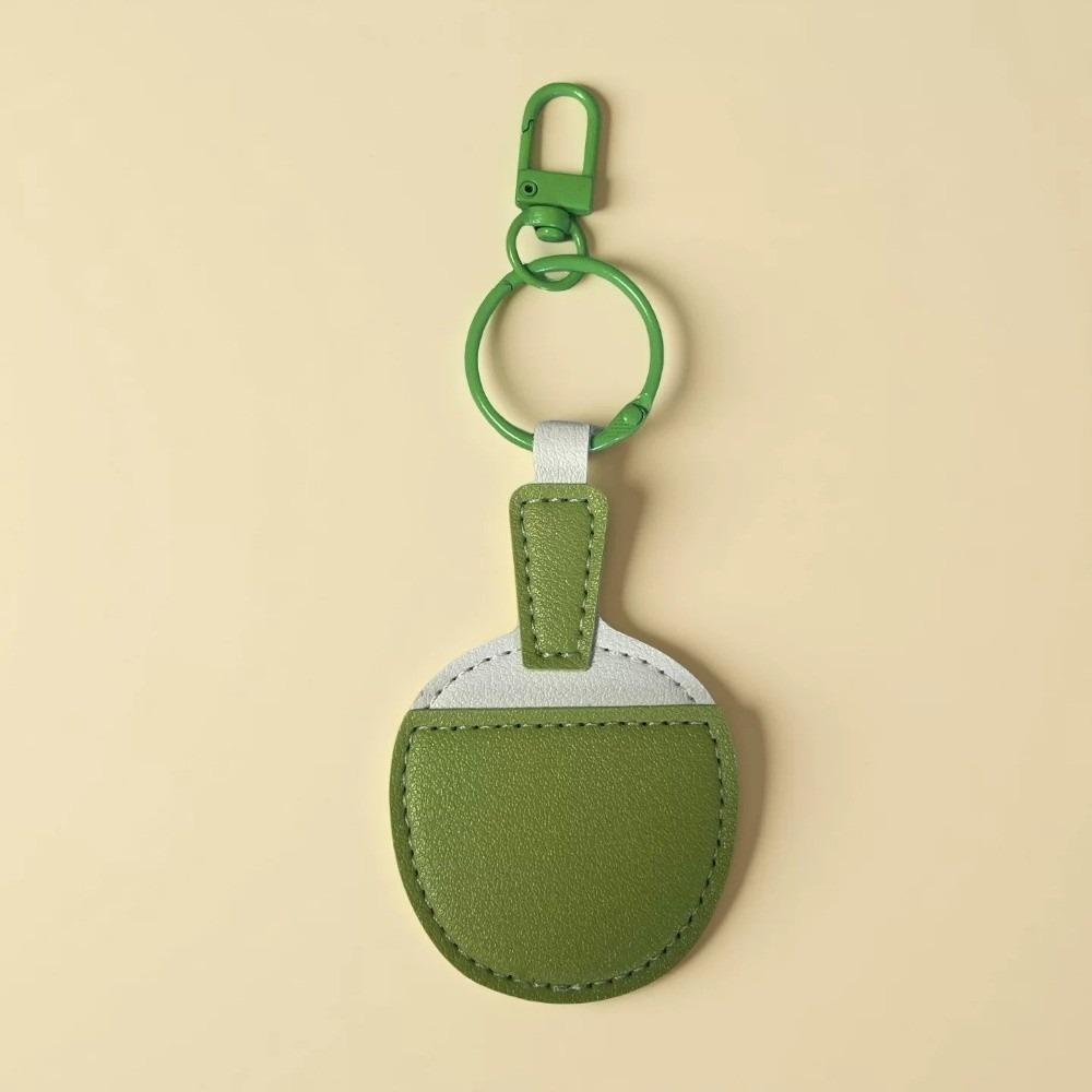 

Cute Ping-pong Racket Pendant Funny PU Leather Keyring Fashion Table Tennis Bats Keychain Gift зелений