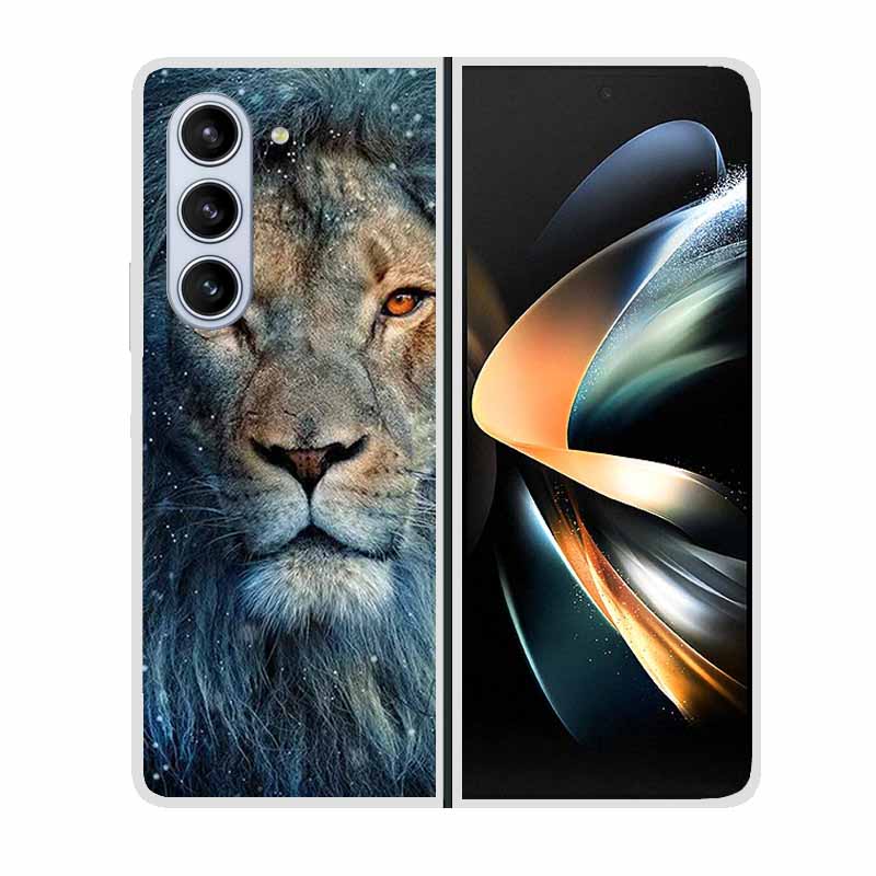 For Samsung Galaxy Fold 6 Case Cool Space Animal Clear Hard Phone Cases for Galaxy Z Fold6 5G 2024 Back Cover Zfold6 Shells Capa