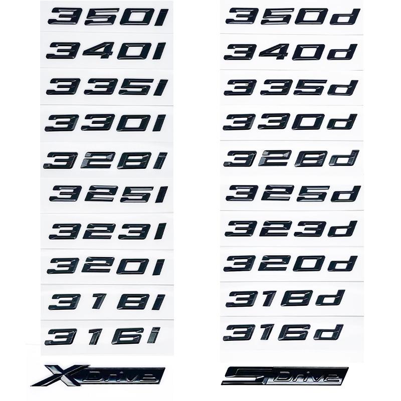 Glossy Black GT ABS Alphanumeric Emblem for BMW 3 Series E46 E90 F30 - 320i 320d 325i 325d 330i XDrive Trunk Logo Sticker