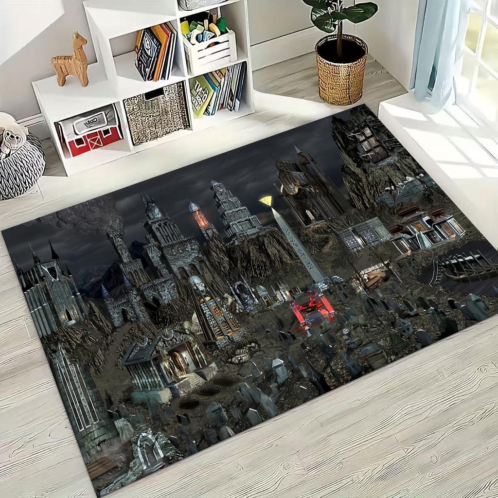 Retro Heroes of Might and Magic Map Games Art Rug for Bedroom Living Room Sofa Home Doormat Decor,Large Kids Non-slip Floor Mat