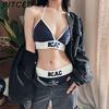 Summer Women's Sensual Fashion Contrast Colour Letter Embroidered Lingerie Set