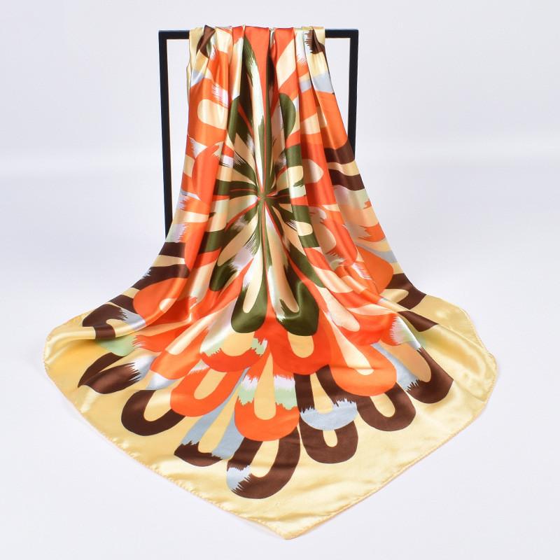 New Fashion Square Silk Scarf Women Luxury Brand Satin Print Hijab Scarves Pareo Bandana Female Shawl Wrap Headband Foulard