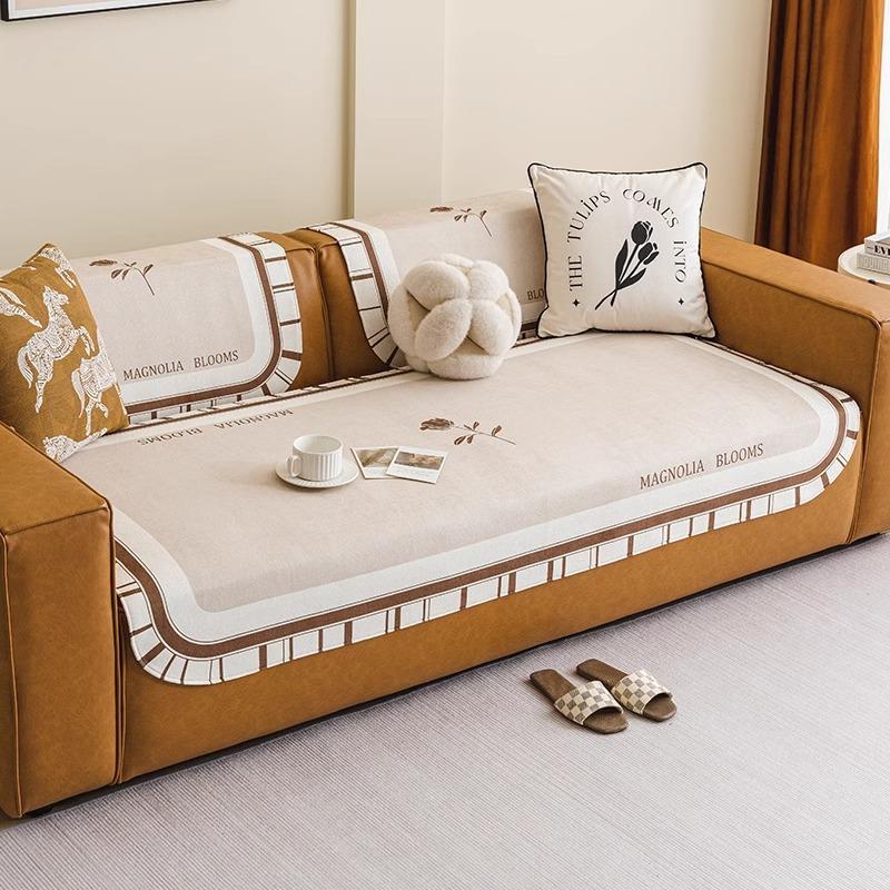 Retro French Sofa Cushion Light Luxury High-End Seat Cushion Chenille Four-Season Universal Straight Row Sofa Cover Cover Cloth