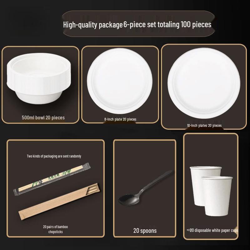 Yingtang 120-Piece Disposable Wheat Straw Dinnerware Set