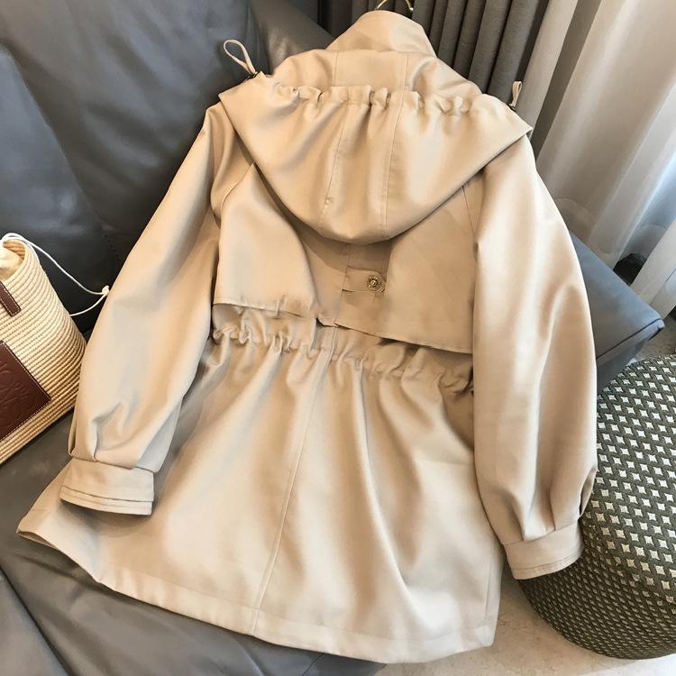 Khaki Hooded Trench Coat Women, New Spring and Autumn Clothes, Short Short Spring Clothes, Spring and Autumn Coat Women's Clothing