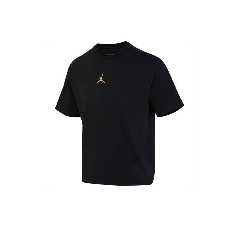 Jordan American Retro Sports Training Casual Short Sleeve T-Shirt With Letter Print And Regular Shoulder Men Tops Black FQ0359-010