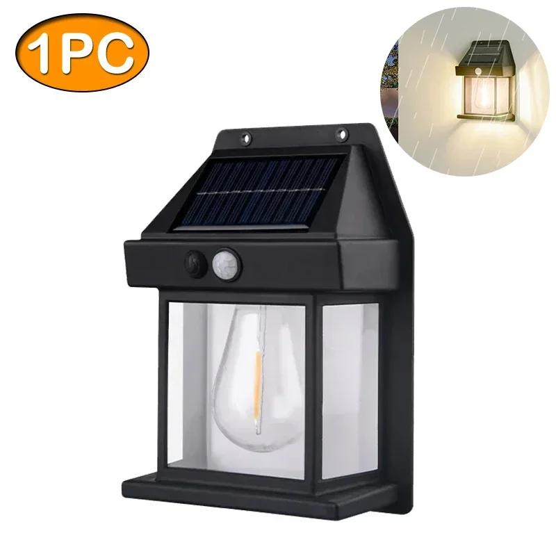 Outdoor Solar Wall Lamp Waterproof Tungsten Filament Lamp Induction Lamp Household Garden Wall Light Villa Lighting Night Light