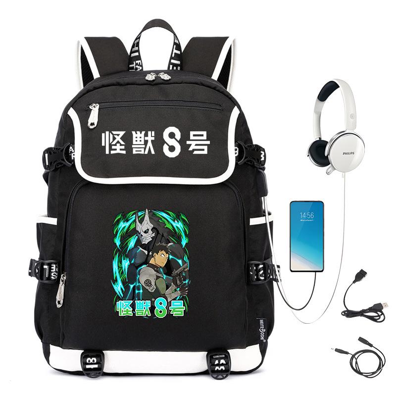Monster No. 8 Peripheral Personalized Printed Backpack with USB Interface Cross-border Korean Edition Student Leisure School Bag