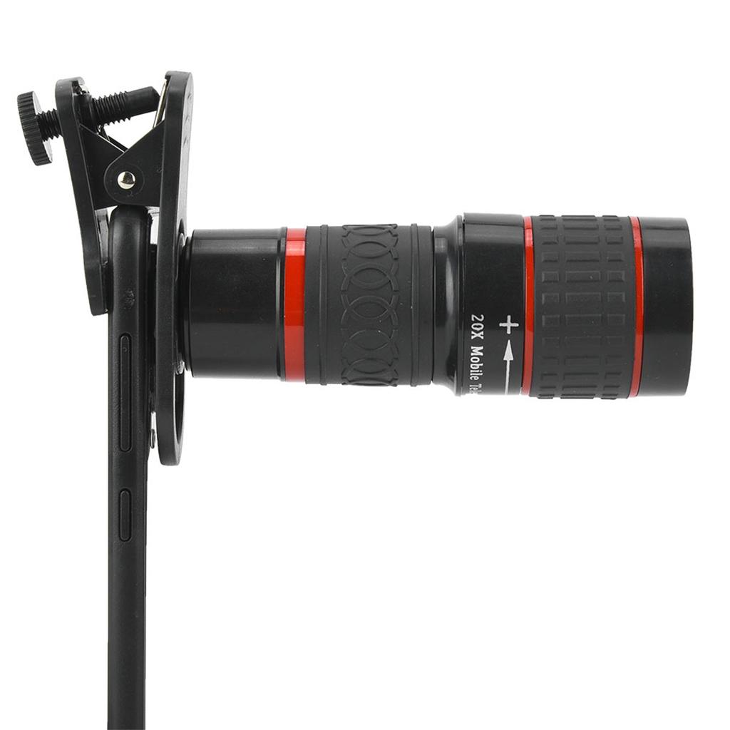 20X Long Focus Zoom Telephoto Lens with Clip for Smart Phone Tablet PC Black