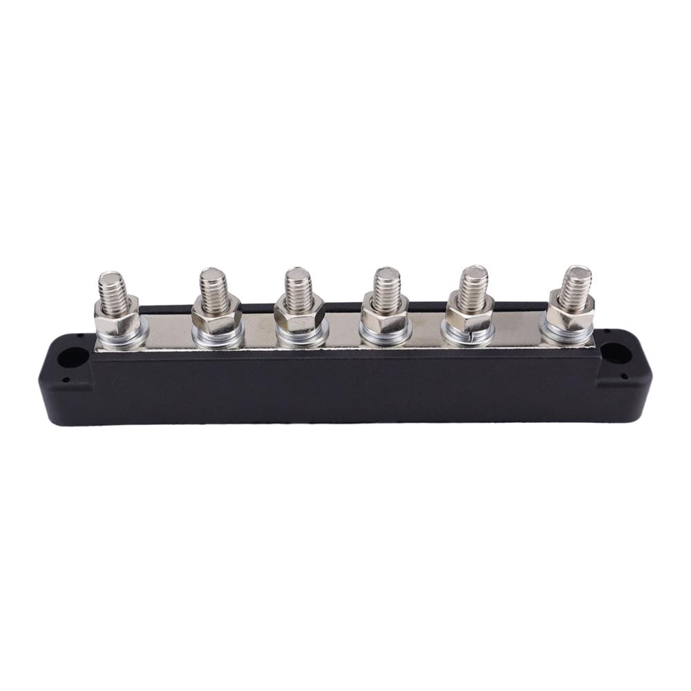 Bus Bar Marine 12V-48V Power Distribution Block with Cover with 6 x 1/4” (M6) Post Battery 12V Bus Bar for Car Boat Marine
