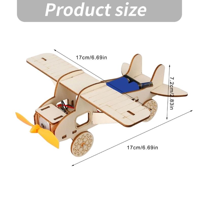 Educational Solar Power Plane Set Wooden Science Experiment Toy Plane Building Model Suitable for Youthful Engineers