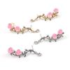 European-American Floral Rose Branch Women's Long Alloy Stud Earrings