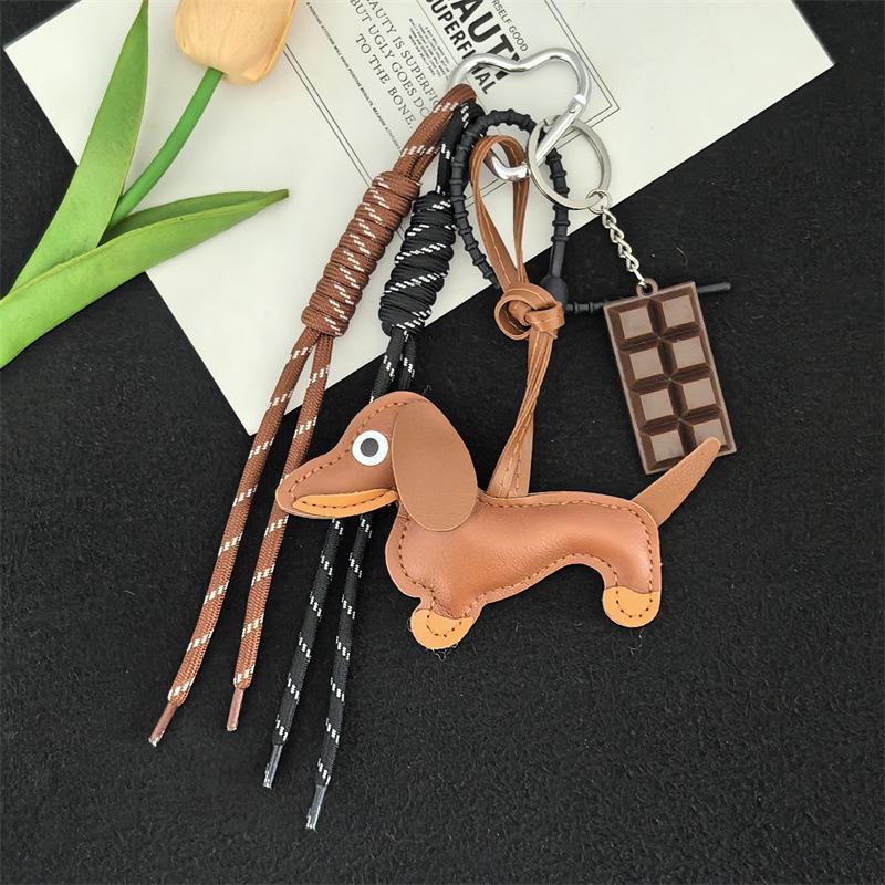 1PC Natural Gift Keychain Backpacks Fashion Daily Delicate Touch Carrying Sausage Dog Practicality Cute Car Keys