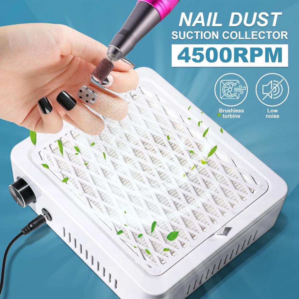 4500RPM Brushless Motor Nail Dust Collector for Nails Professional Super Suction Manicure Acrylic Vacuum Cleaner With Filter