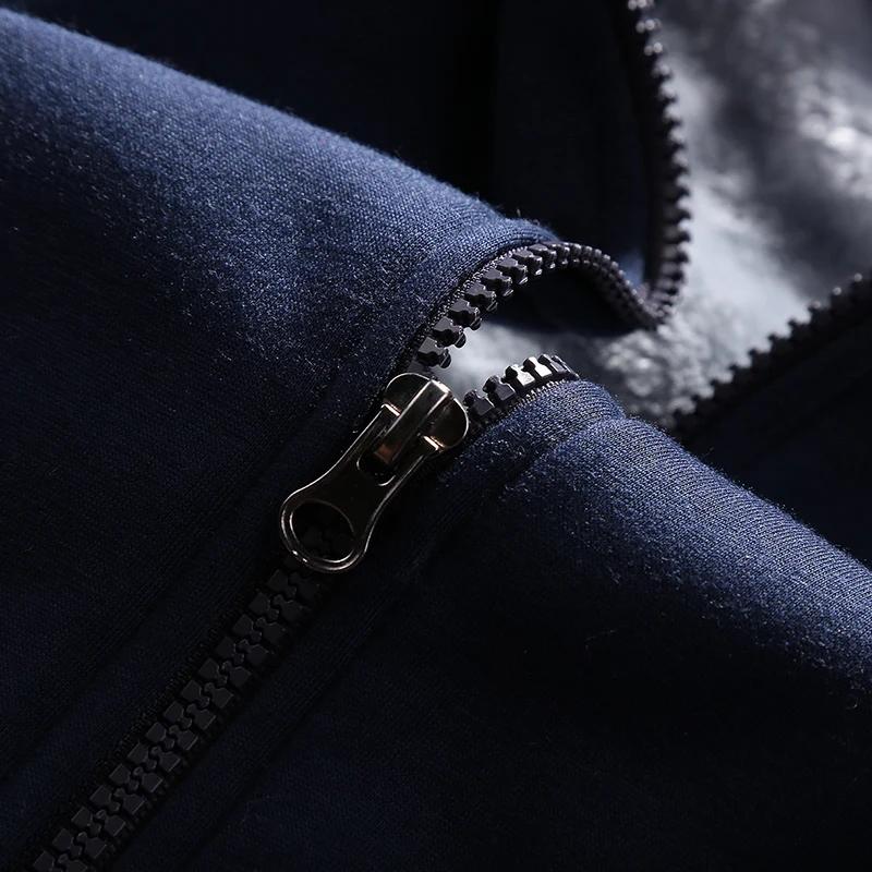 Winter Fleece Thicken Men's Two-piece Zipper Sports Set Hooded Thermal Suit Casual Oversized Tracksuit 4XL 5XL Funny Suit