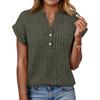 2026 Spring/Summer Casual Brushed Ribbed V-Neck Batwing Short-Sleeved Women's Top