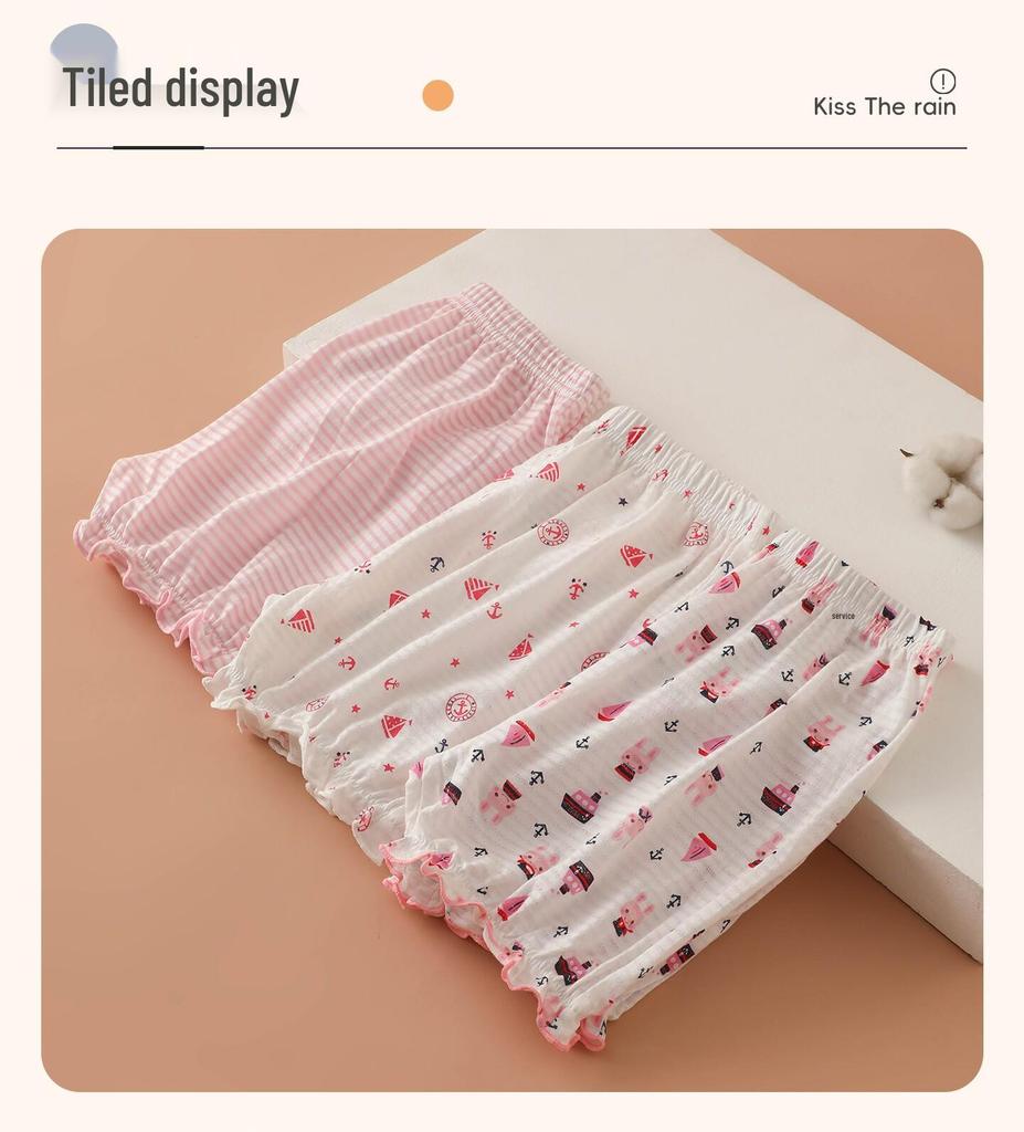 Sommer-Leggings und Pyjamashorts für Mädchen mit Blumenmuster aus Bambus-Baumwolle