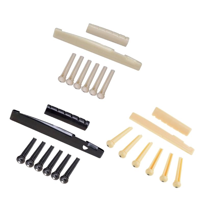 Guitar Accessory 6 Strings Guitar Bridge Pins Saddle Nut Acoustic Tailpiece Set