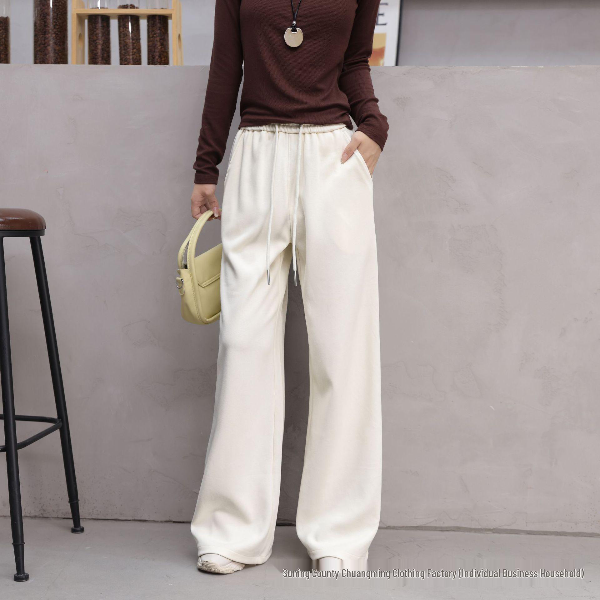 

Women s High-Waisted Red Wide-Leg Pants - Slimming, Solid Color, Loose, Casual Fit for Spring & Autumn XL