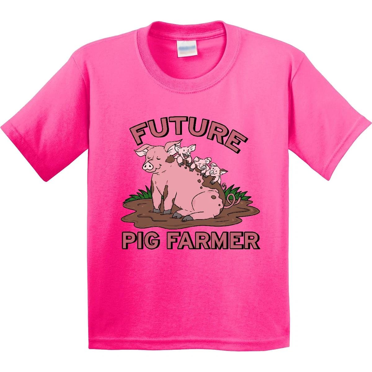 Inktastic Future Pig Farmer With Cute Pig Family Youth T-Shirt Animals Piggy Son 150